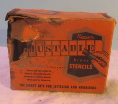Vintage Reese’s Adjustable Brass Stencils In Original Box Numbers 3&quot;  0-9 blank - £21.58 GBP