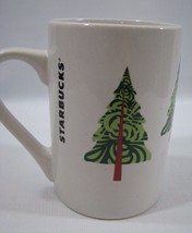 2011 Starbucks Logo Coffee Mug Holiday Christmas Tree 11oz Original White Green - £7.78 GBP