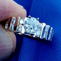 Earth mined Diamond Deco Engagement Ring Vintage Style Solitaire Setting 2 carat - £3,141.73 GBP