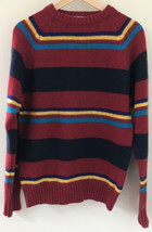 Vtg McGregor 80s Wool Pullover Red Multicolor Striped Sweater Large - £790.58 GBP