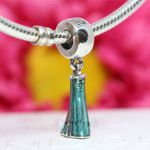 925 Sterling Silver Disney Elsa&#39;s Shimmering Blue Dress Dangle Charm Bead - £12.77 GBP