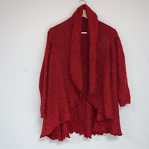 Red Oversized Chunky Knit Soft Cozy Cardigan Women Sweater Draped Waterfall Neck - £20.94 GBP