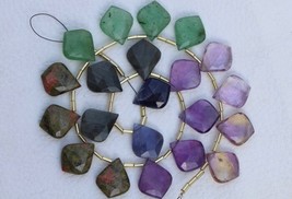 Natural, 20 pieces faceted and smooth leaf shape like different gemstones briole - £55.94 GBP