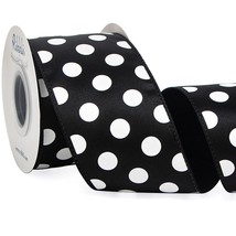 Black With White Dots Ribbon Black And White Wired Satin Ribbon,2-1/2 Inch X Con - £19.04 GBP