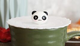 Pack Of 4 White Panda Reusable Silicone Coffee Tea Cup Lids Covers Air T... - $19.49