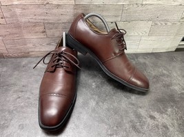 Joseph Abboud Oxford Men 8D Dress Shoes Brown Leather Cap Toe Lace Up Co... - $34.47