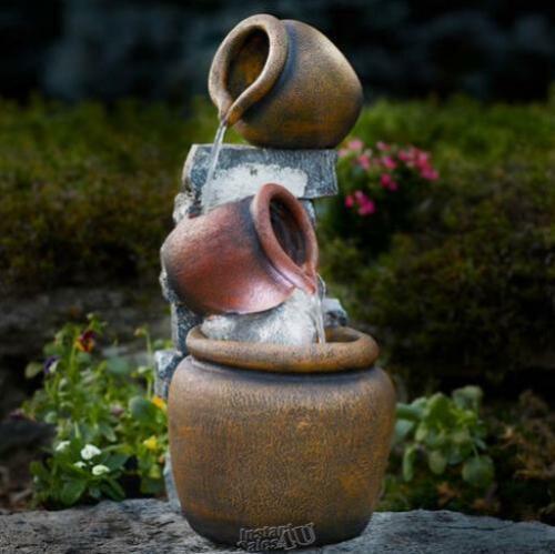 Lighted LED Light Pitcher OutdoorIndoor Water Fountain polystone resin pots