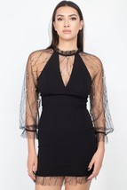 Women&#39;s Pearl Trim Mesh Bodycon Dress - $12.80