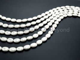 Natural AB Color Mother of Pearl beads, 7x13x18mm White Pearl Oval beads, Flat - £14.28 GBP