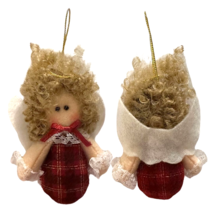 Handmade Angel Christmas Ornament Plush Doll with Curly Hair - $12.86