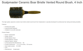 Scalpmaster Ceramic Round Wooden Vent Brush (SC5805) image 2