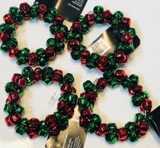 Robert Stanley Red Green Jingle Bells Elegant Napkin Ring Holders Set of 4 - £14.24 GBP