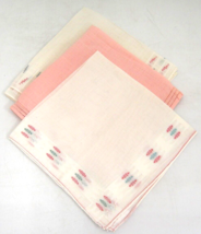 Vintage Hanky Handkerchiefs Lot of 3 Pink Green Borders - £6.65 GBP