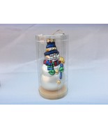 GLASS SNOWMAN ORNAMENT 5&quot; TALL  NICE      BLUE HAT - $10.84