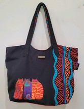 LAUREL BURCH Tote Shoulder Bag Black Red Colorful Cats Artsy Purse  - $394.65 MXN