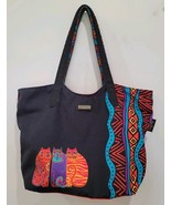 LAUREL BURCH Tote Shoulder Bag Black Red Colorful Cats Artsy Purse  - €18,17 EUR