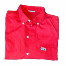 Lacoste Vintage Shirt Short Sleeve Button Down Chest pocket with logo red small - £17.77 GBP