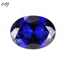 CSJ Syntheitc Sapphire Oval Cut Loose Gemstone Blue Corundum For DIY gift Fine J - £26.94 GBP