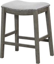 Osp Home Furnishings Metro 24-Inch Counter Height Saddle Stool With Nailhead - £117.24 GBP