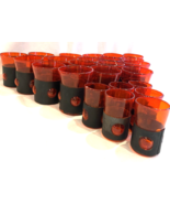 Vintage RARE 17 Red Whiskey Blown Bubble Glasses w/ Black /6 Shot Glasses - $2,834.57 MXN