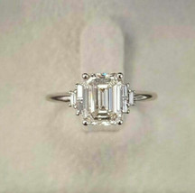 Emerald Cut 2.40Ct Simulated Diamond Engagement Ring 14K White Gold in Size 6.5 - £210.35 GBP