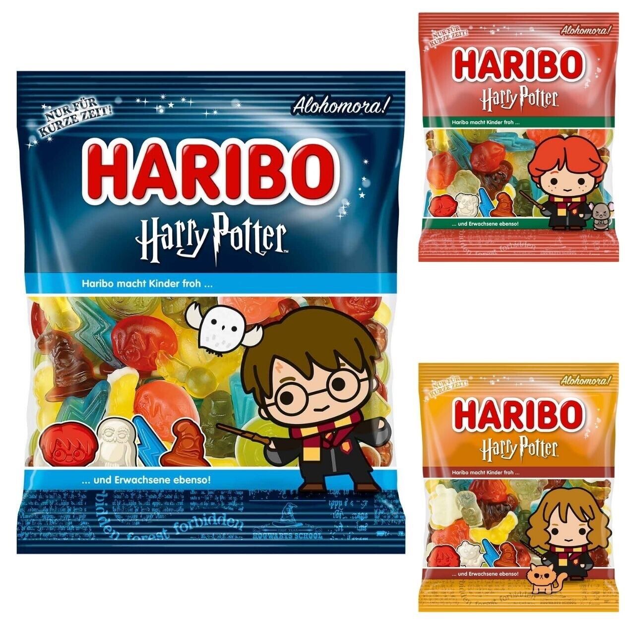 HARIBO Harry Potter Hermione Grange Ron Weasley gummy bears SET -3 x160g -