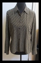 Ann Taylor Loft Black &amp; Beige Print Blouse Ladies Size 6P - $14.84