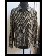 Ann Taylor Loft Black &amp; Beige Print Blouse Ladies Size 6P - $276.07 MXN