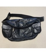Retired Kanhwa Fanny Pack Black Black Leather Adjustable 12”x8” Luxury P... - $21.88 CAD