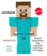 Minecraft Steve Diamond Armor Action Figure 8.5&quot; Poseable by Mattel Toy - £6.28 GBP