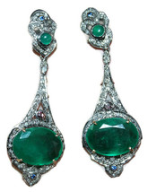 Victorian 3.10ct Rose Cut Diamond Emerald Ruby Sparkling Wedding Earrings - $656.72