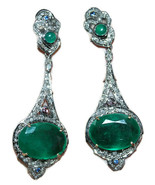 Victorian 3.10ct Rose Cut Diamond Emerald Ruby Sparkling Wedding Earrings - £522.27 GBP