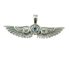 Handcrafted Solid 925 Sterling Silver Egyptian Wings Pendant w/ Choice Gemstone - £37.73 GBP