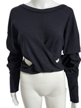 We The Free Women&#39;s Cropped Sweatshirt Crewneck Cutouts Wrap Blouse XL B... - $34.95