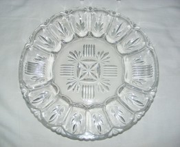 Vintage L E Smith Crystal Glass Egg Relish 10&quot; Divided Platter - $736.14 MXN