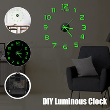 3D Diy Wall Clock Luminous Frameless Silent Quartz Living Room Bedroom Stickers - £15.35 GBP