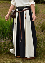 Medieval Flared Skirt – Black/Natural Cotton with Pockets &amp; Wood-Bead Dr... - $39.99