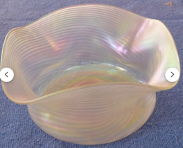 Stevens Williams finger bowl art glass antique Victorian threaded vaseli... - $65.00