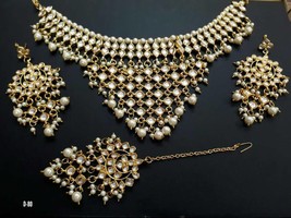 Tikka Ethnic kundan goldplated Necklace Earrings Chokar Jewelry Set Holy Gift 20 - £16.75 GBP