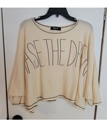 Womens S Blue B Ivory Beige Oversized Slouchy Chase the Dream Sweatshirt - $18.81