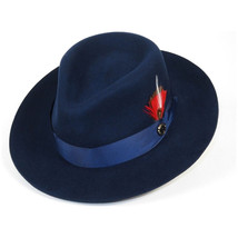 Bruno Capelo Hat Australian Wool Fedora Pinch Front Milan Snap Brim Mi501 Navy image 3