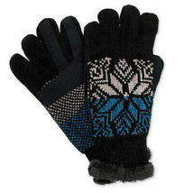 ISOTONER Black Blue Split Snowflake Chenille smarTouch Microluxe Tech Gl... - $18.99