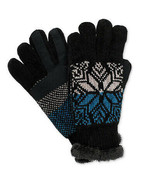 ISOTONER Black Blue Split Snowflake Chenille smarTouch Microluxe Tech Gl... - £15.03 GBP