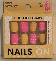La Nails Polka Dot Short Length Glue On Nails. Pink and Yellow - $13.37