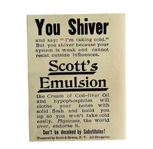 Scott&#39;s Emulsion Shiver Medicine 1894 Advertisement Victorian Medical AD... - $369.57 MXN