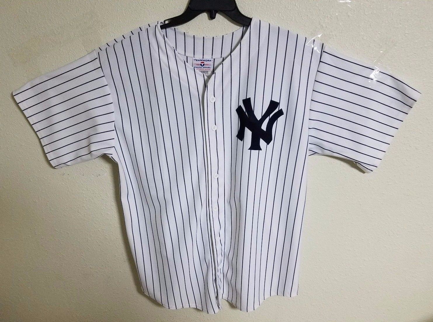 VTG TEAMWORK Apparel 2XL New York Yankees #11 Baseball Jersey White Stripes - $28.08