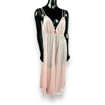 Vtg Erica Loren New York Pastel Pink Nylon Strappy Nightgown USA Made Sz M - £22.19 GBP