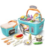 Kids Picnic &amp; Kitchen Playset,Portable Pinic Basket Toys With Musics &amp; L... - £43.90 GBP