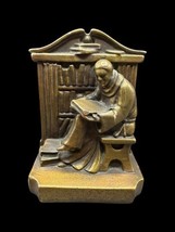 Antique Scholar Sitting Reading Book Bookshelf Bronze Clad Bookend Art S... - $45.00