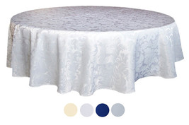 Tektrum 70&quot; Round Damask Tablecloth-Waterproof/Spill Proof/Heavy Duty-White - £17.50 GBP